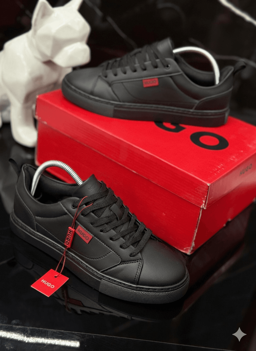 Hugo Boss | Tenis Casual Urban Black con Detalles en Rojo