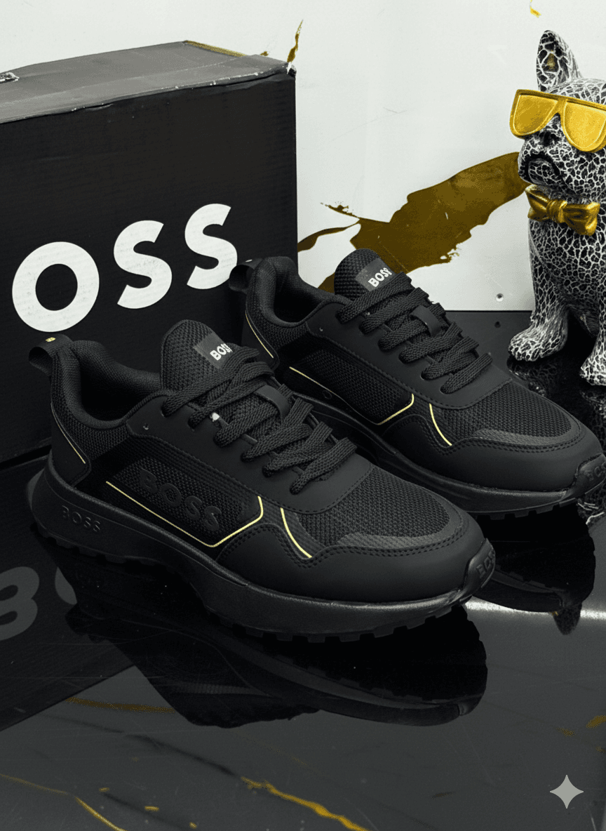 Hugo Boss | Tenis Urbanos Negros con Detalles Neón