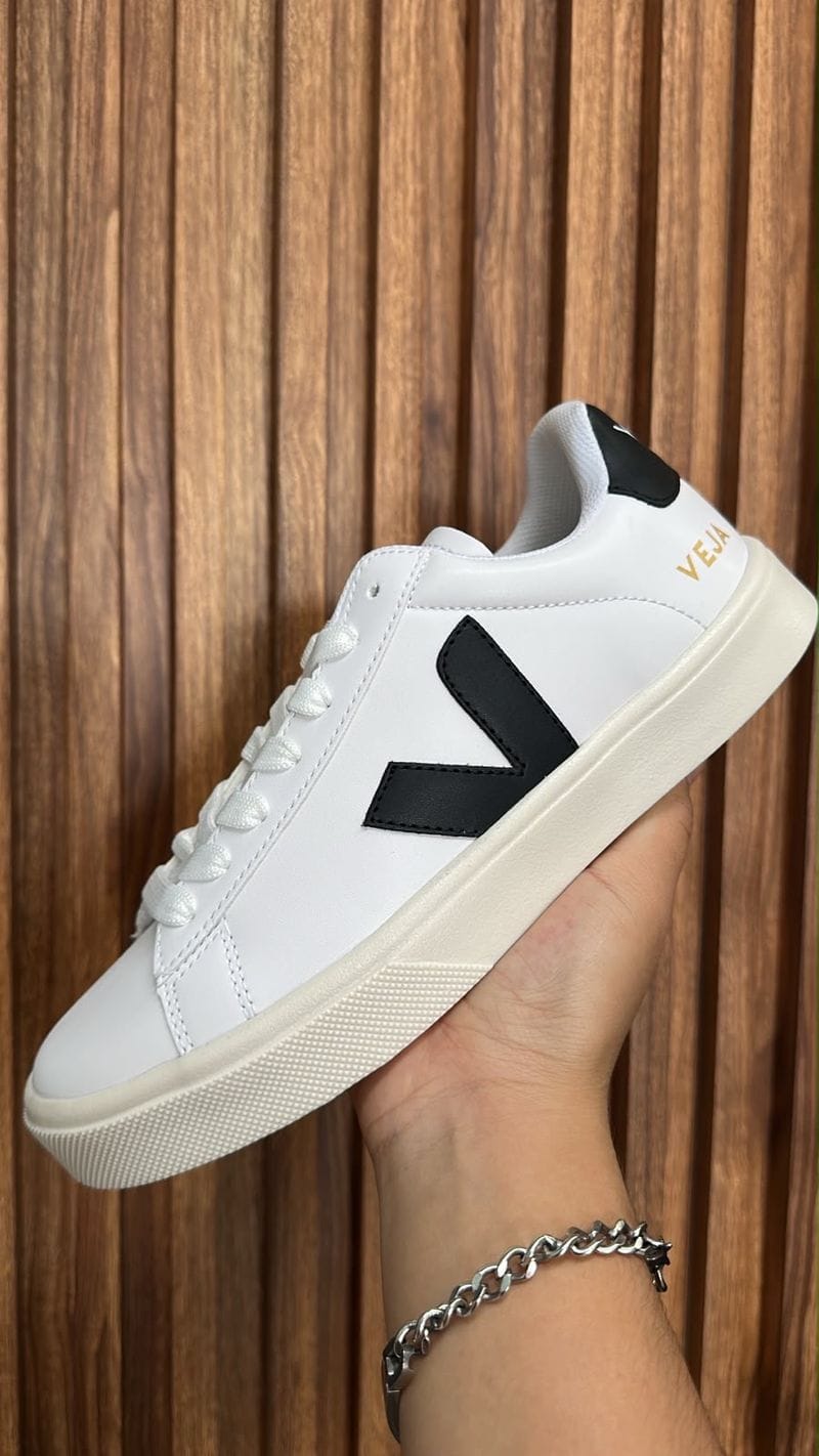Tenis VEJA Campo Blanco/Negro | Sneaker Sustentable de Lujo Unisex